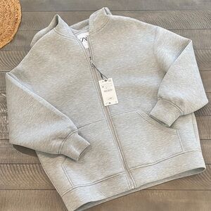 Zara Gray thick Zip-Up Sweatshirt size M